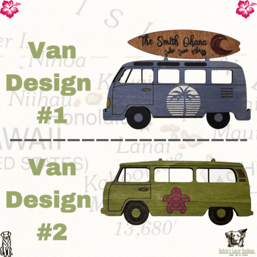 Classic VW Van with Surfboard Magnet - Customizable Wooden Magnet