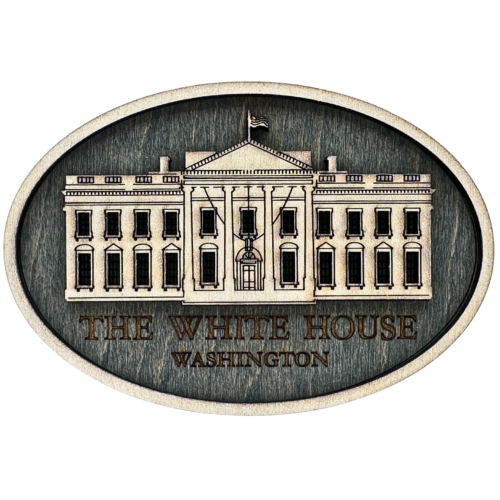 White House Logo Wooden Magnet